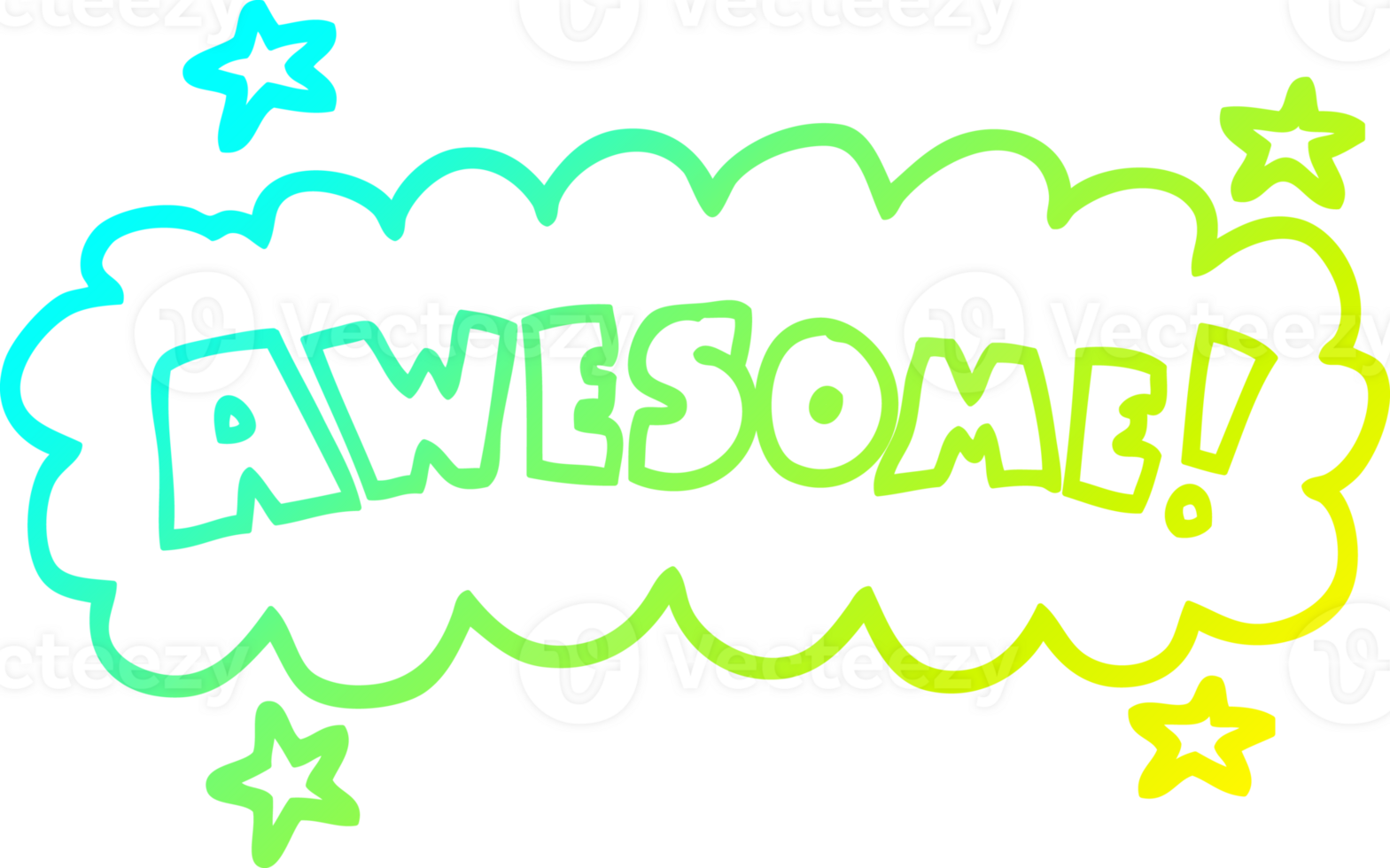 cold gradient line drawing of a cartoon awesome sign png