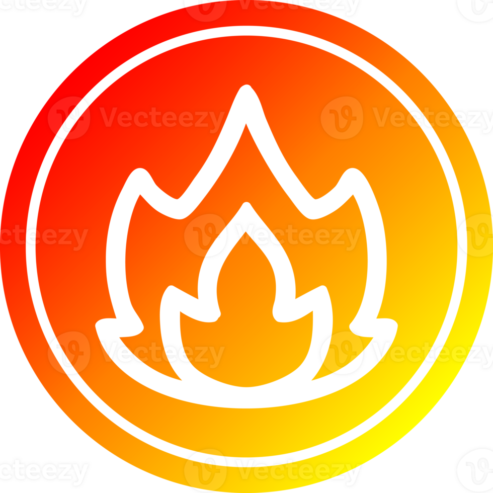 simple flame circular icon with warm gradient finish png