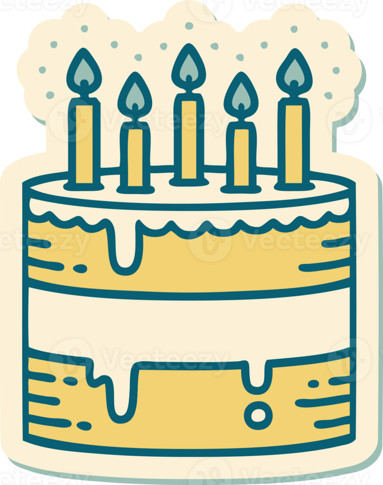 sticker of tattoo in traditional style of a birthday cake png