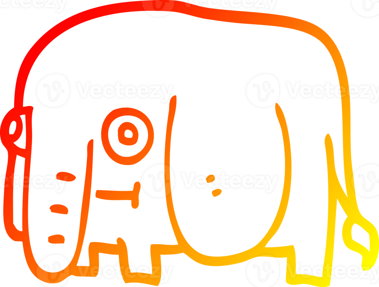 warm gradient line drawing of a cartoon elephant png