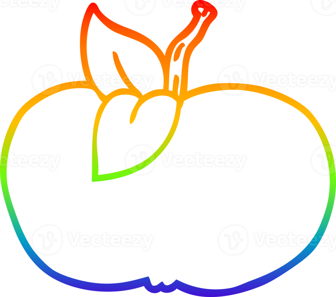 rainbow gradient line drawing of a cartoon juicy apple png