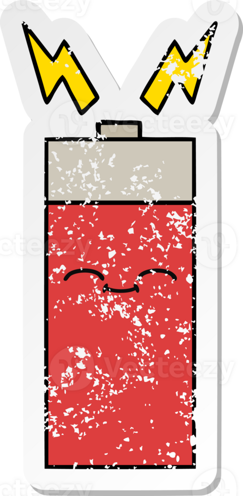 distressed sticker of a cute cartoon battery png
