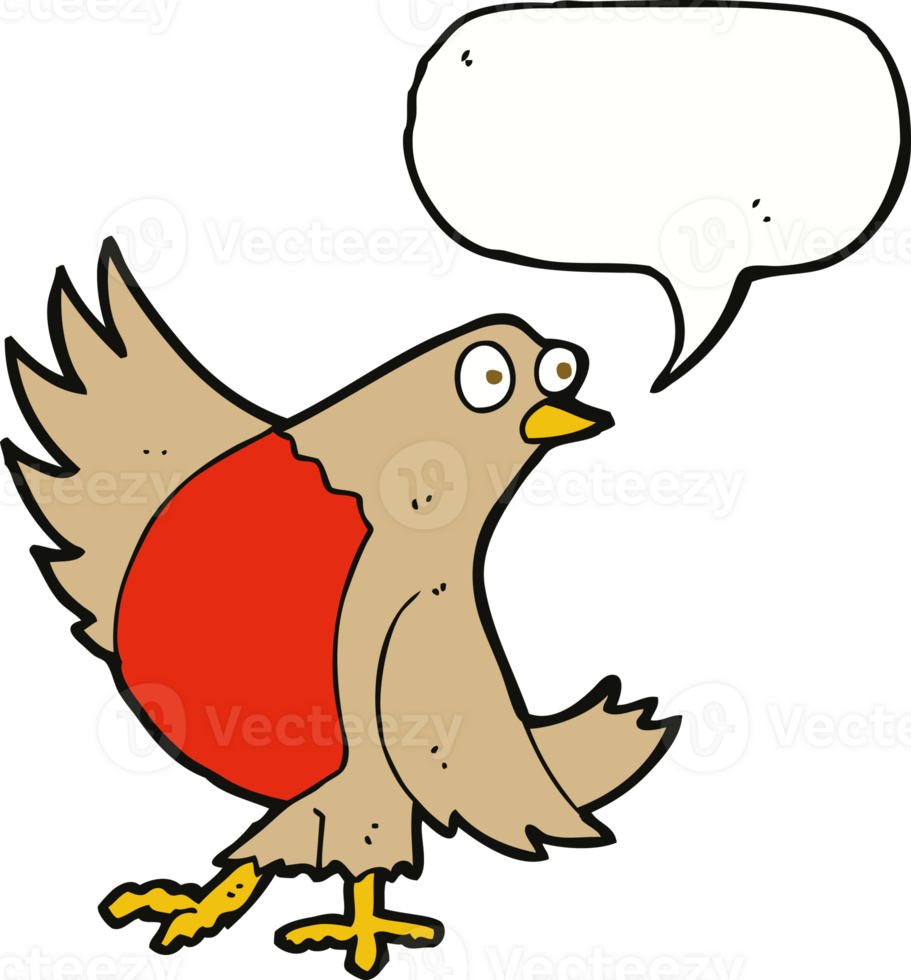 cartoon dancing robin with speech bubble png