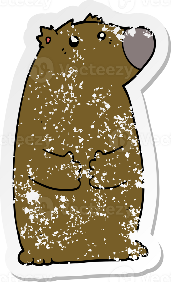 distressed sticker of a cartoon bear png