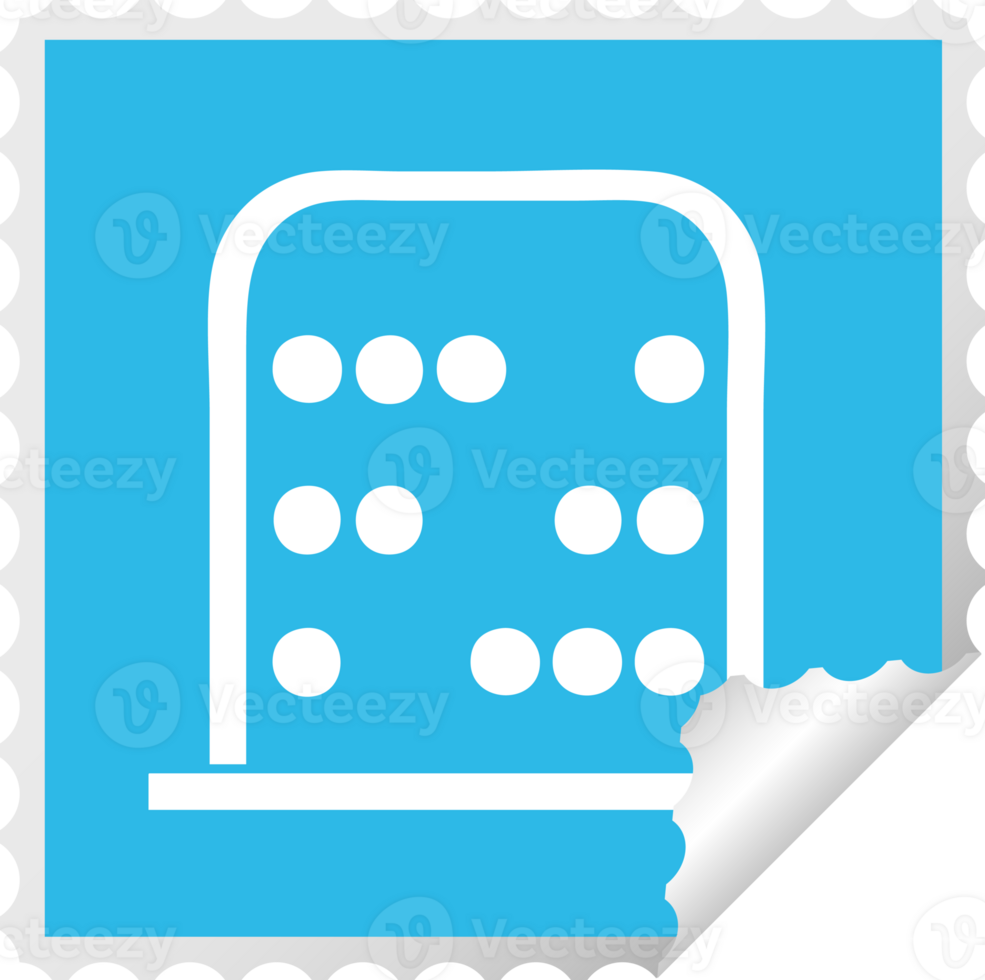 square peeling sticker cartoon of a maths abacus png