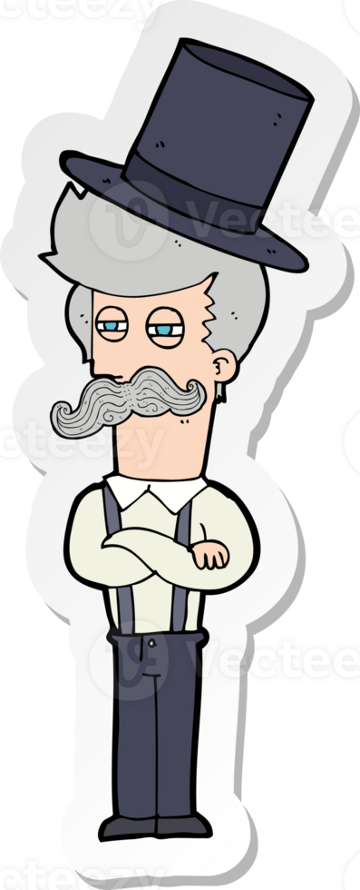sticker of a cartoon man wearing top hat png