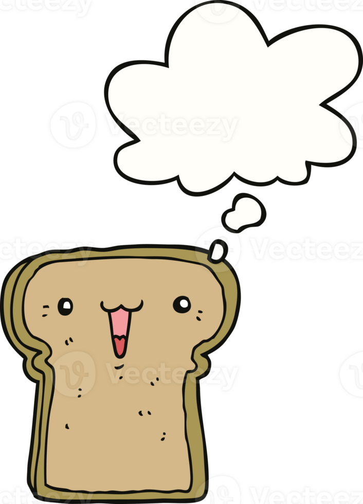 cute cartoon toast with thought bubble png