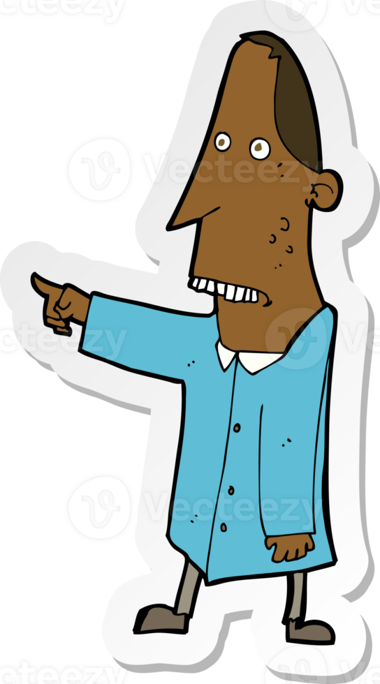 sticker of a cartoon ugly man pointing png
