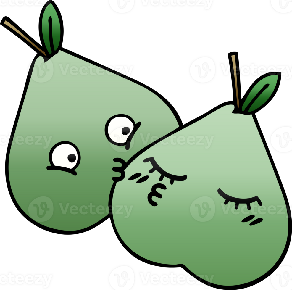 gradient shaded cartoon of a green pear png