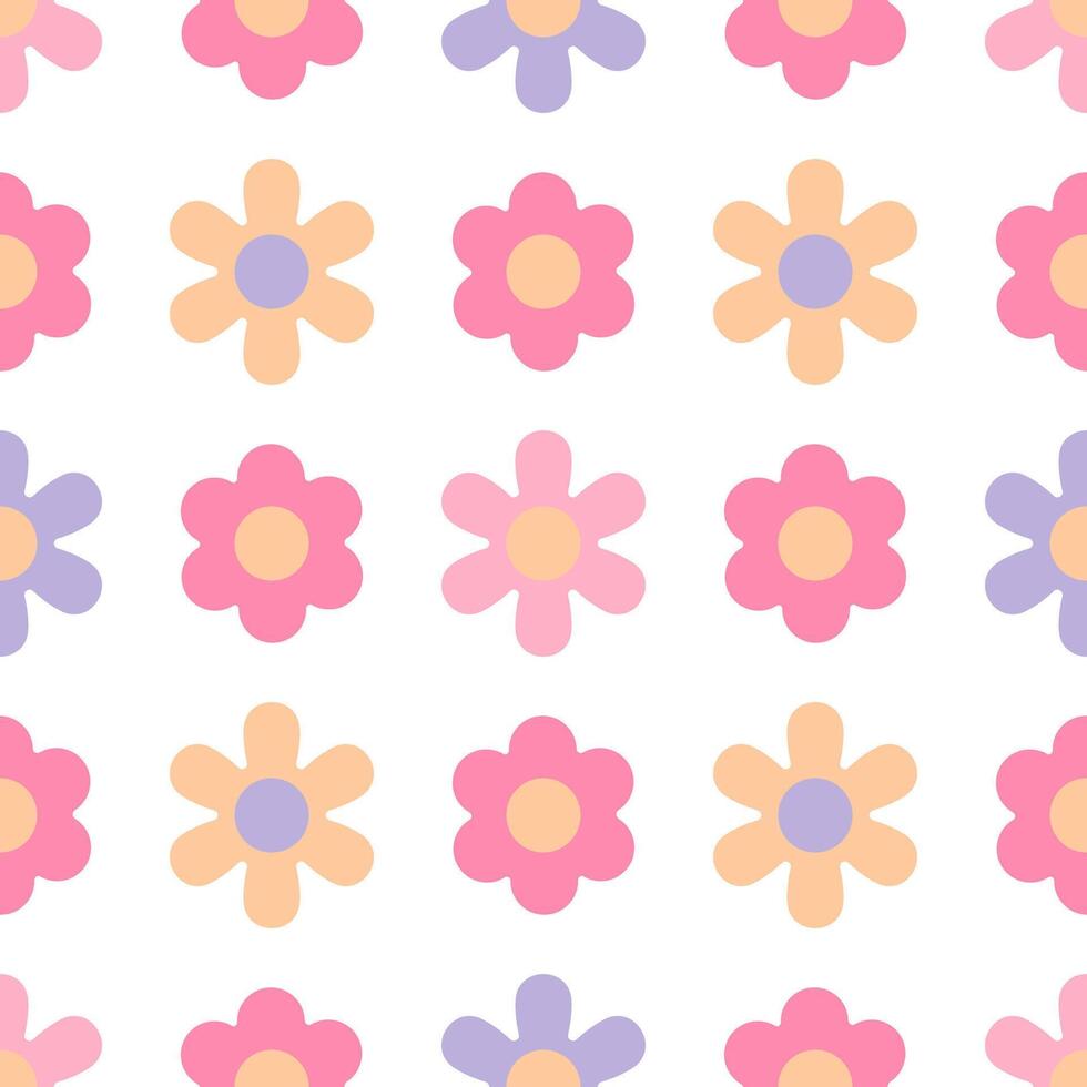 Seamless pattern with simple colors on a white background. Illustration in the retro style of the 90s vector