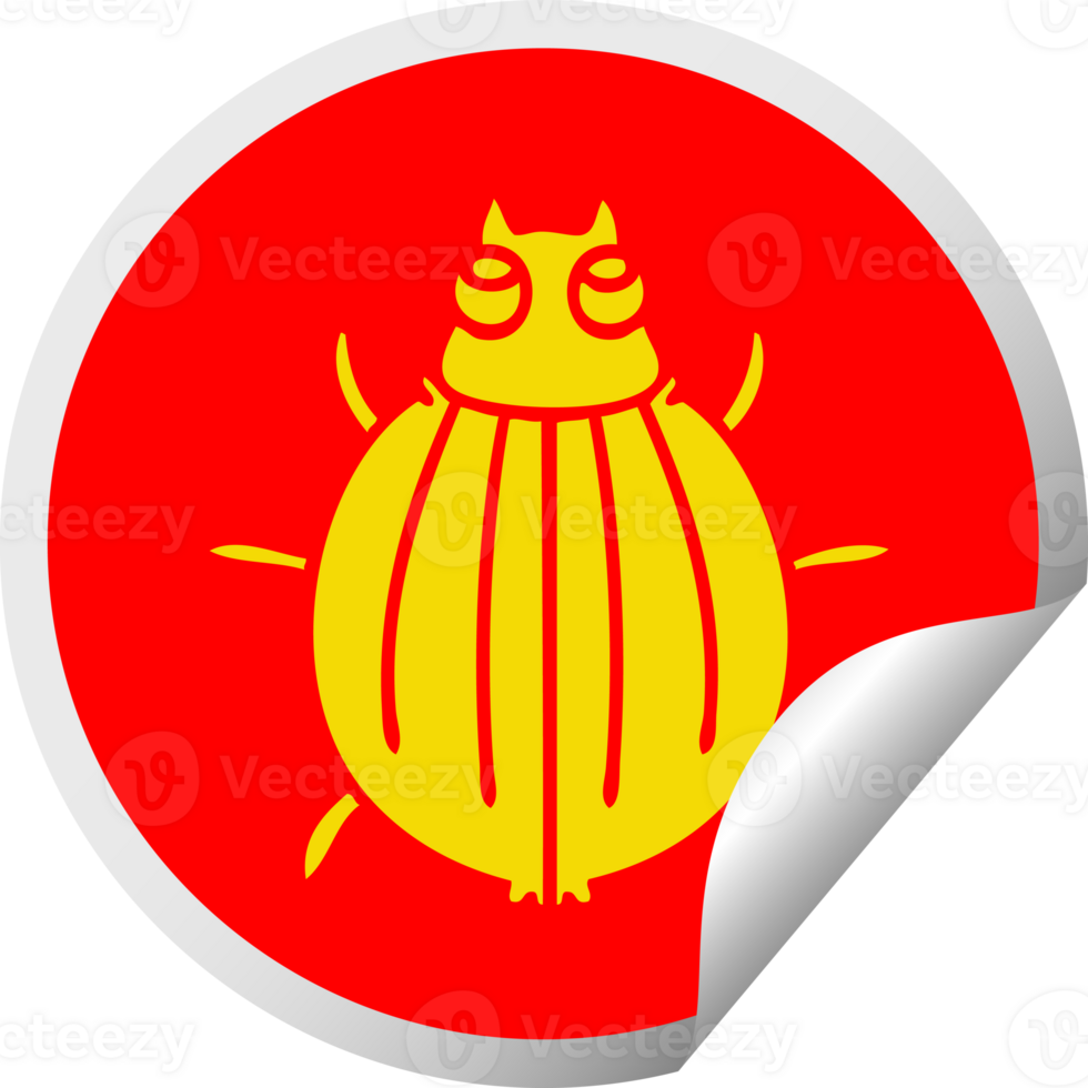 circular peeling sticker quirky cartoon beetle png