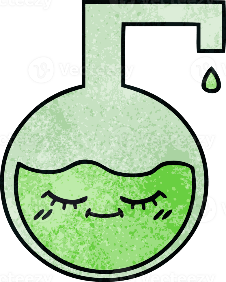 retro grunge texture cartoon of a science experiment png