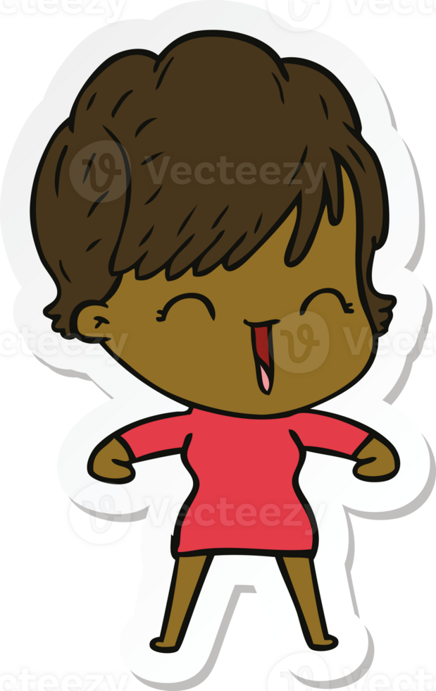 sticker of a cartoon laughing woman png