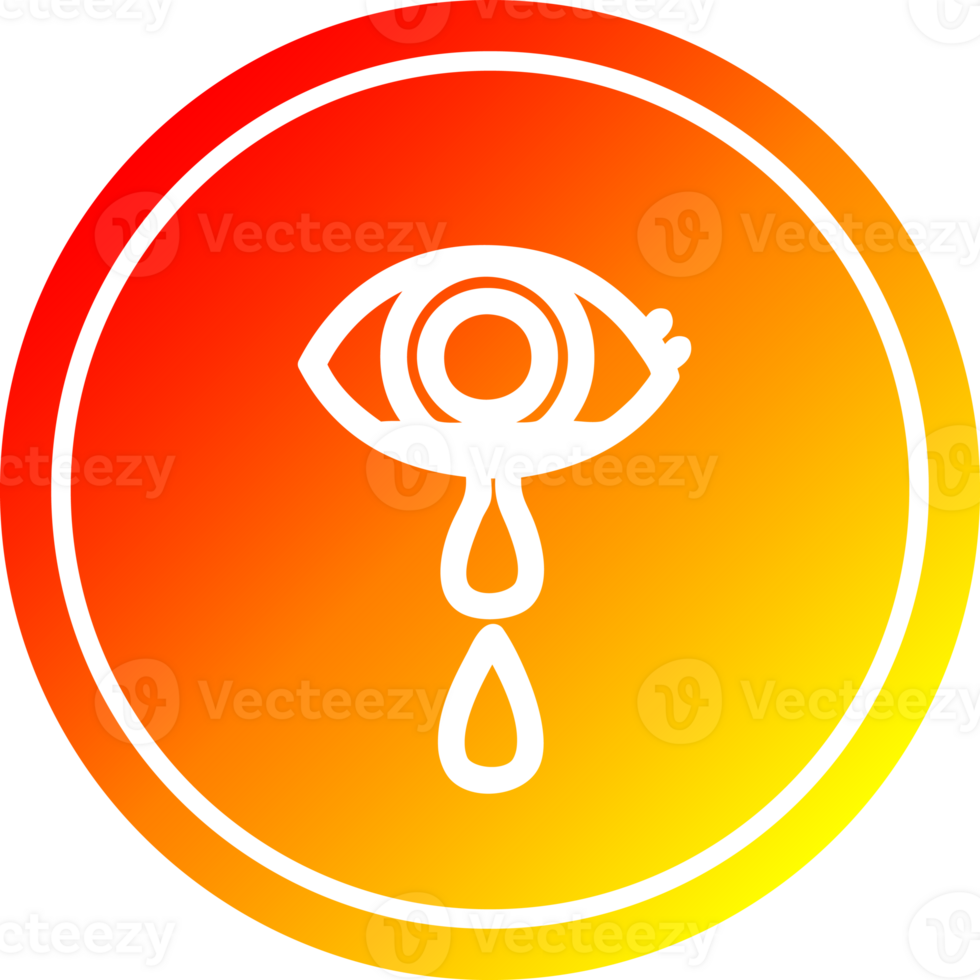 crying eye circular icon with warm gradient finish png