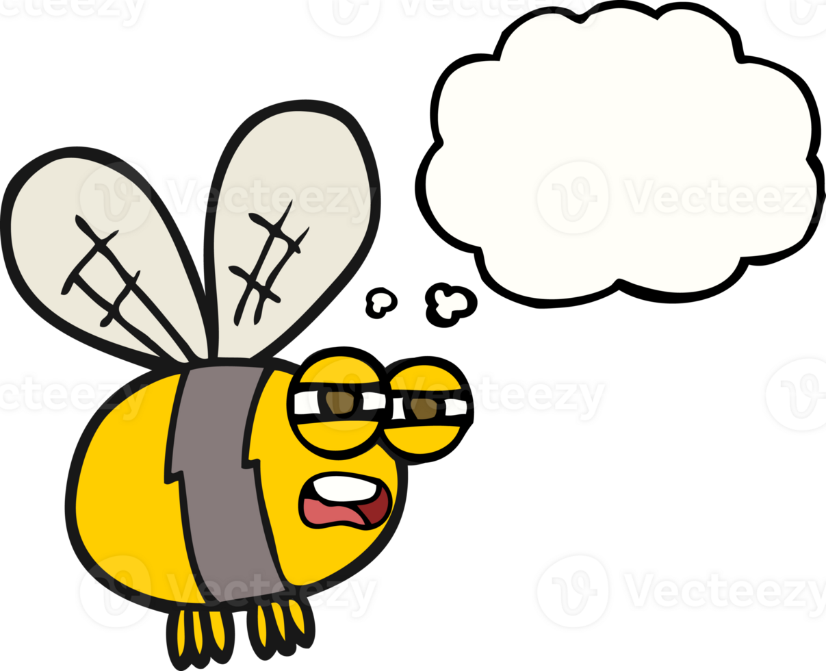 hand drawn thought bubble cartoon bee png