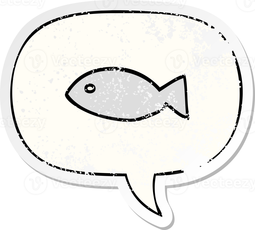 cartoon fish symbol with speech bubble distressed distressed old sticker png