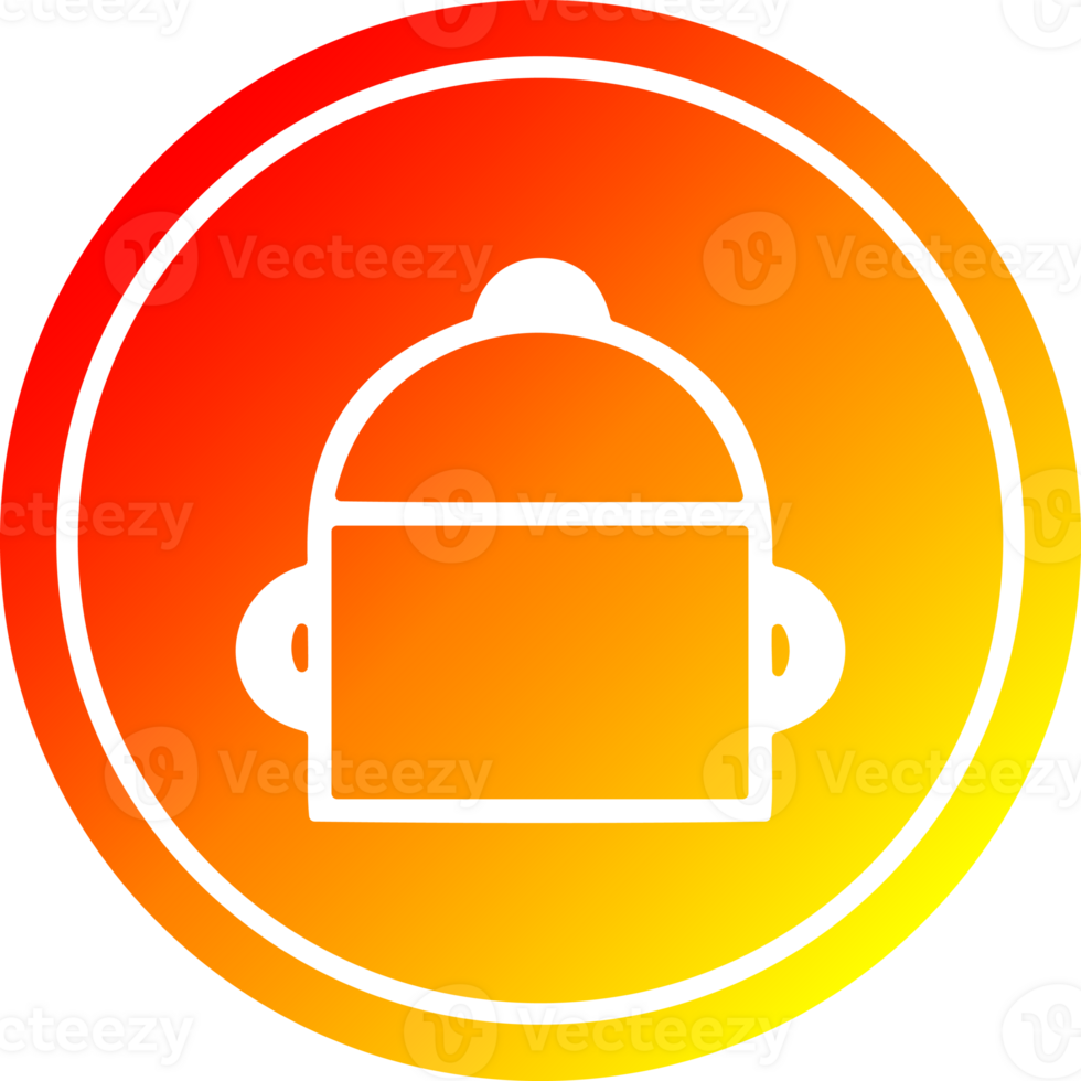 Kochen Topf kreisförmig Symbol mit warm Gradient Fertig png