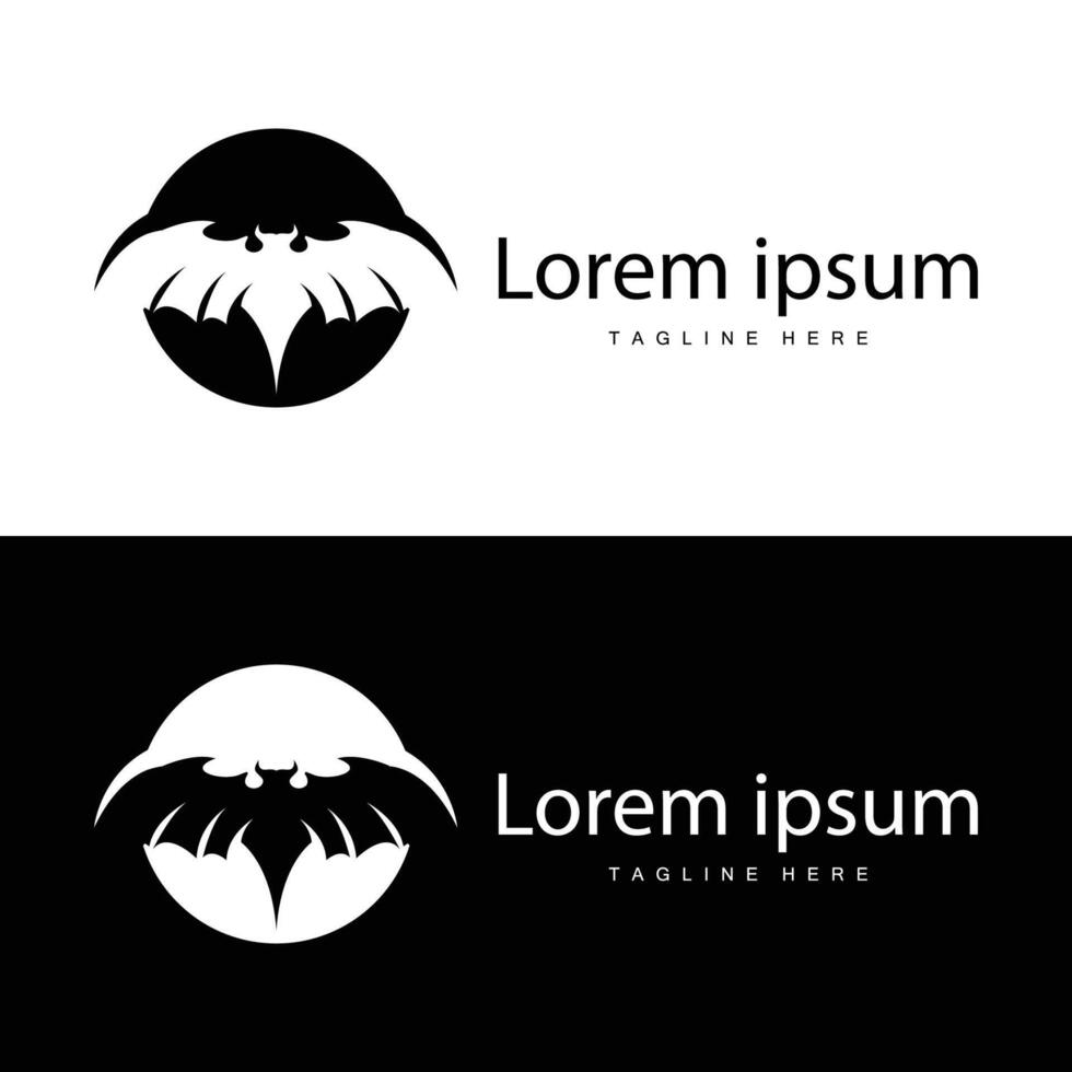 Simple black silhouette design bat logo illustration of a nighttime animal with a minimalist concept vector