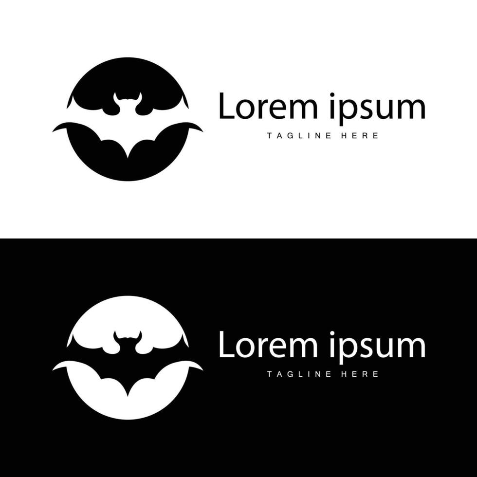 Simple black silhouette design bat logo illustration of a nighttime animal with a minimalist concept vector