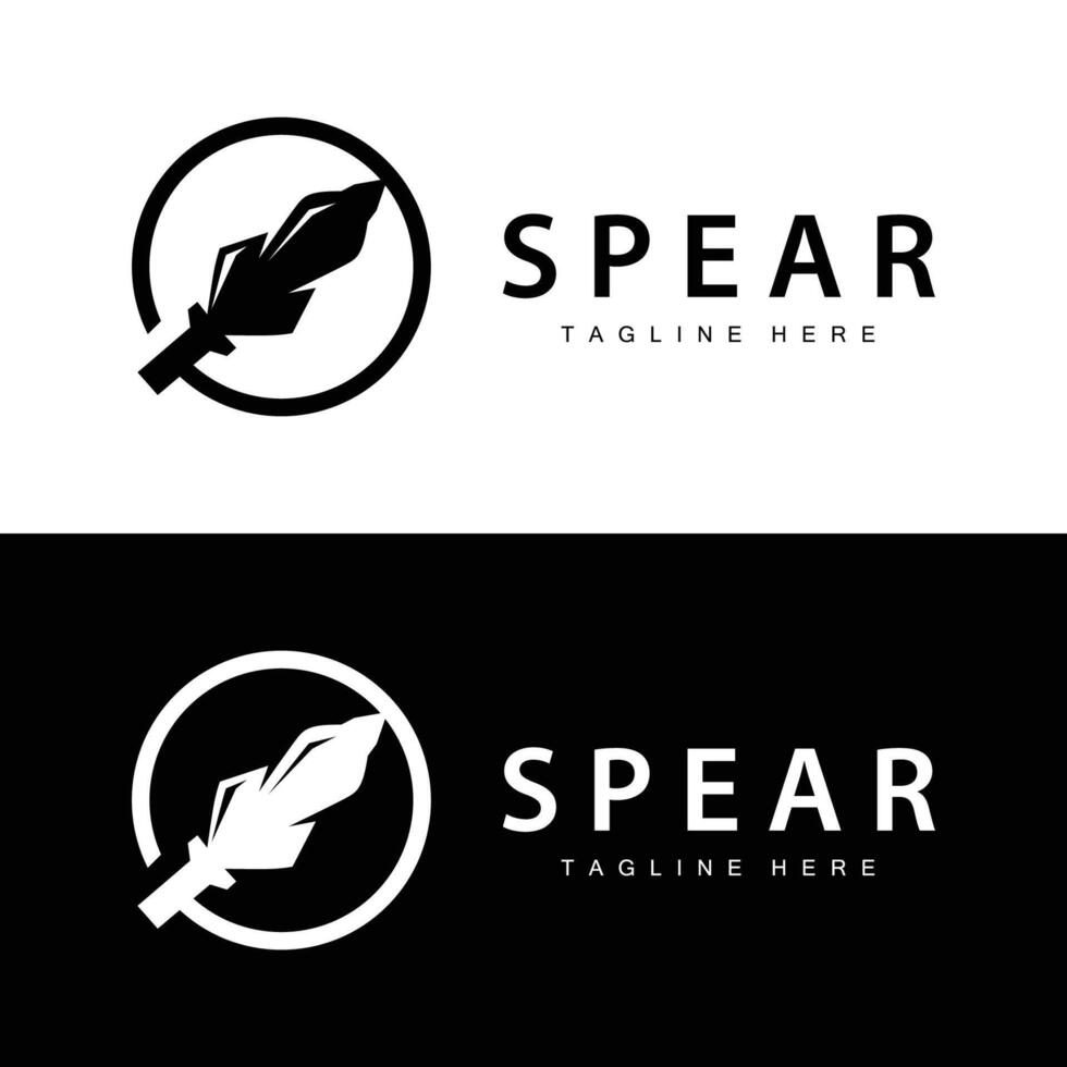 Spear Logo Old Vintage Rustic Simple Design Business Brand Spear Arrow vector