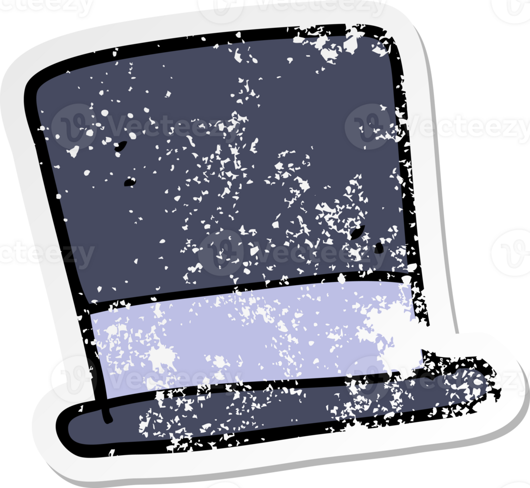 retro distressed sticker of a cartoon top hat png