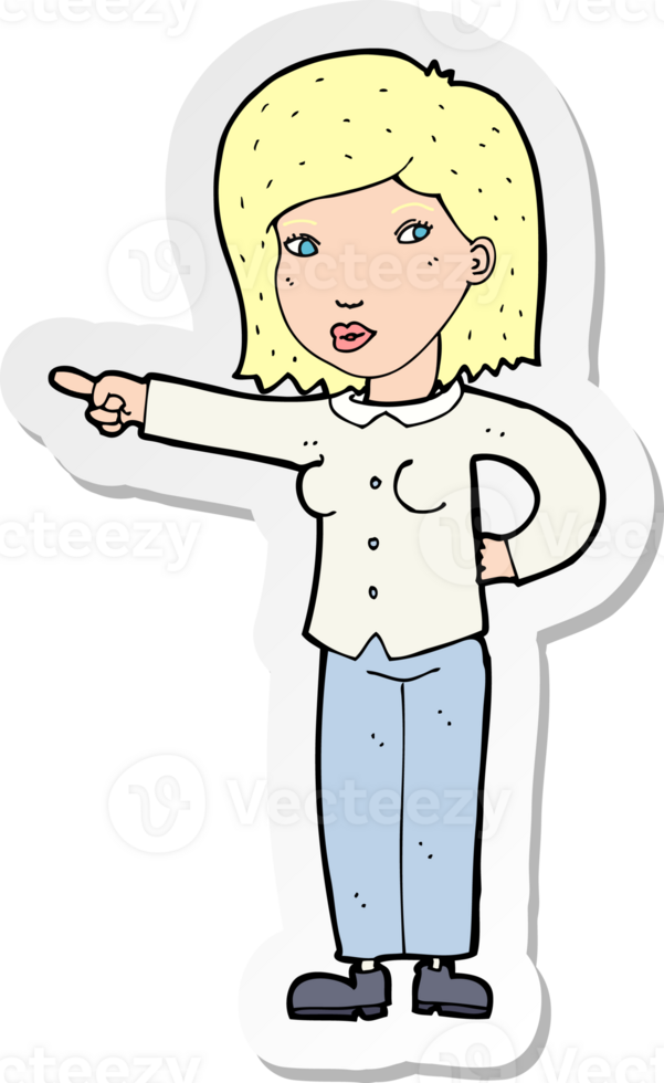 sticker of a cartoon woman pointing png
