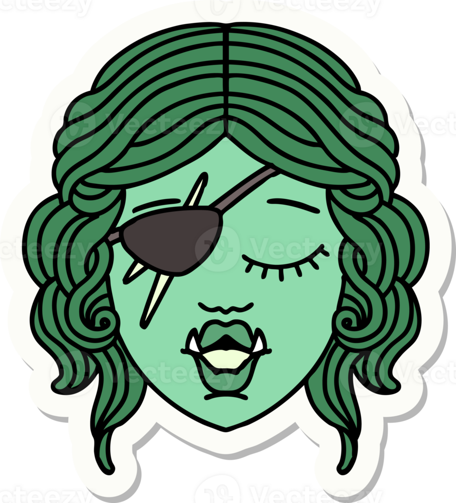 sticker of a orc rogue character face png