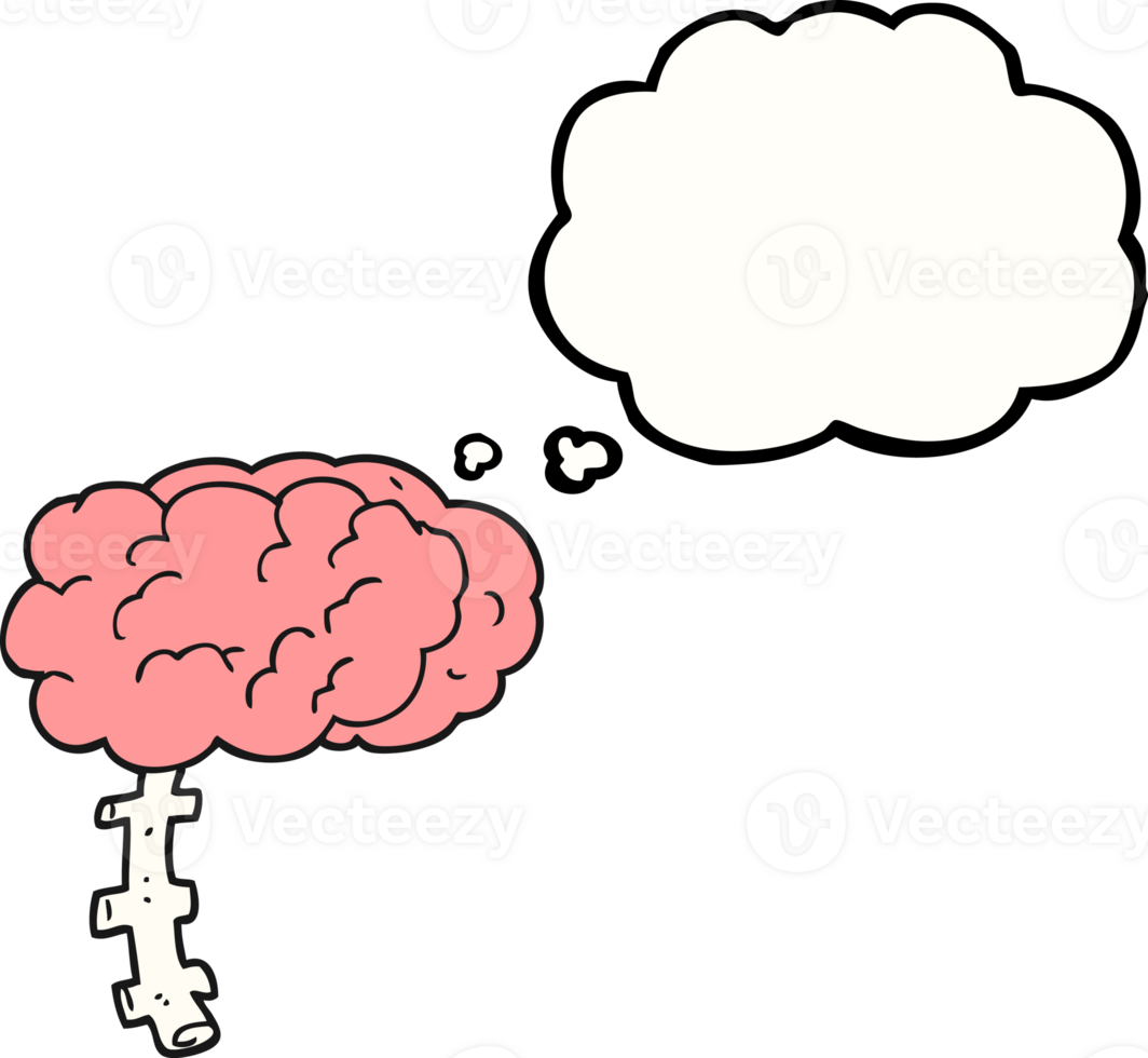 hand drawn thought bubble cartoon brain png