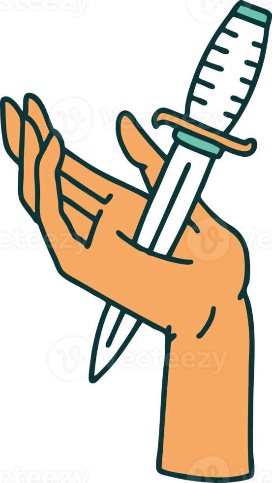 iconic tattoo style image of a dagger in the hand png