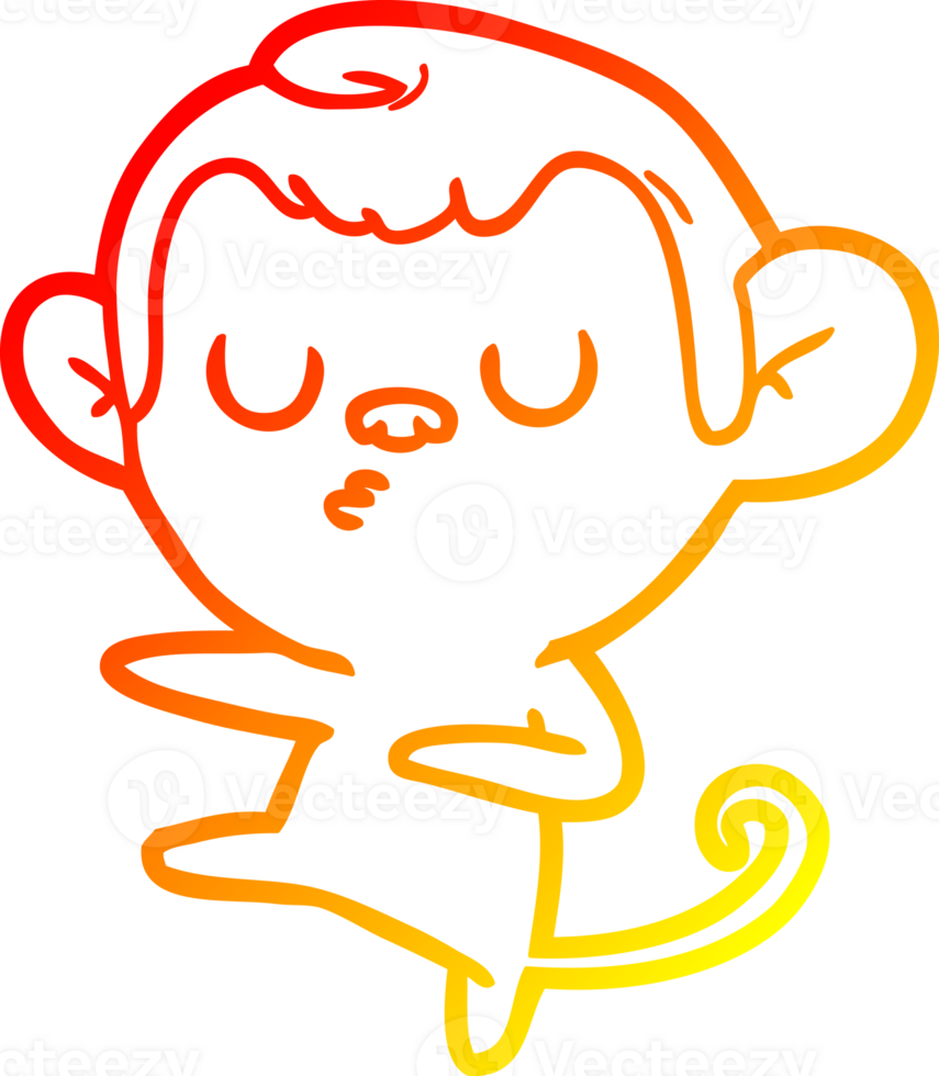 warm gradient line drawing of a cartoon monkey png