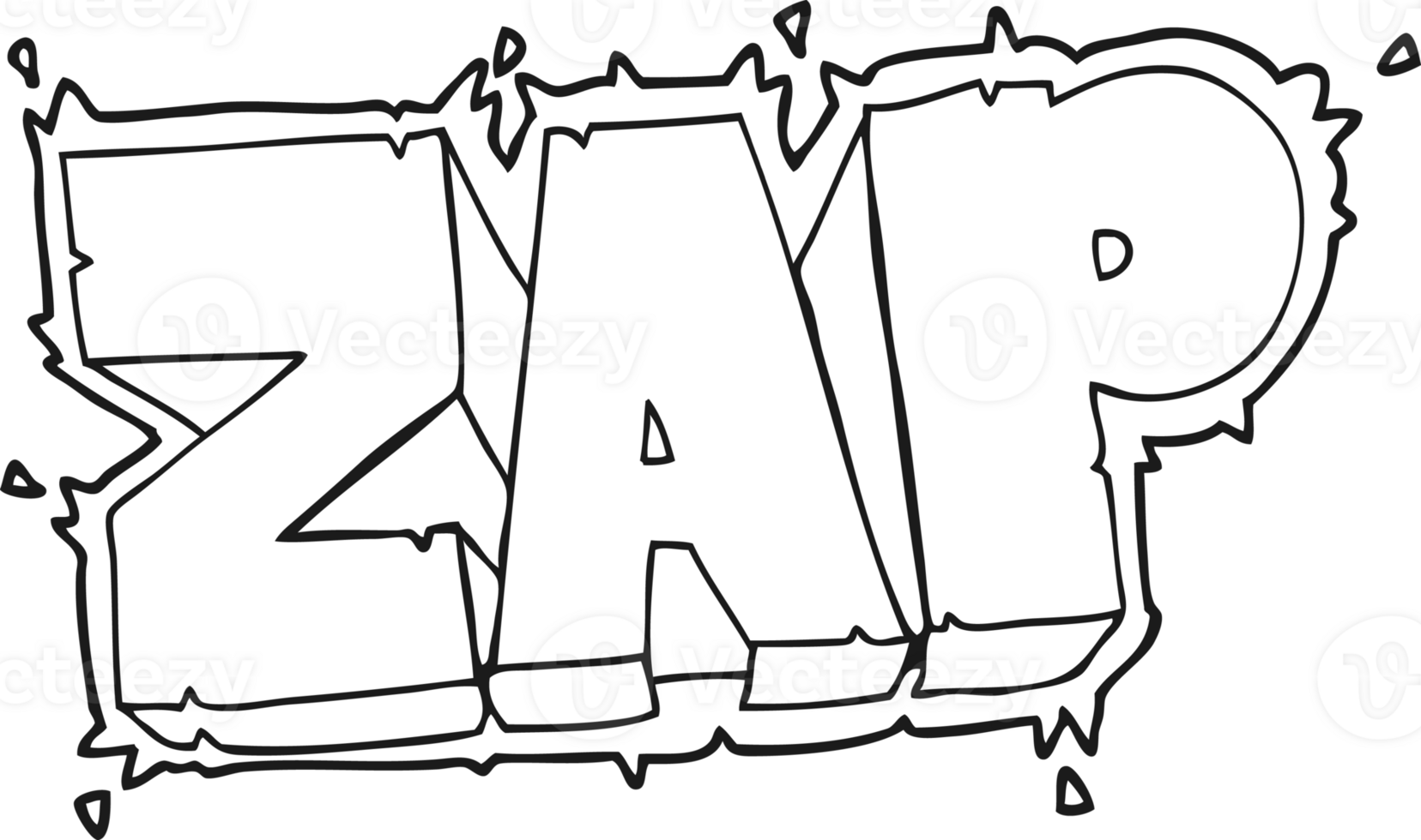 hand drawn black and white cartoon zap symbol png
