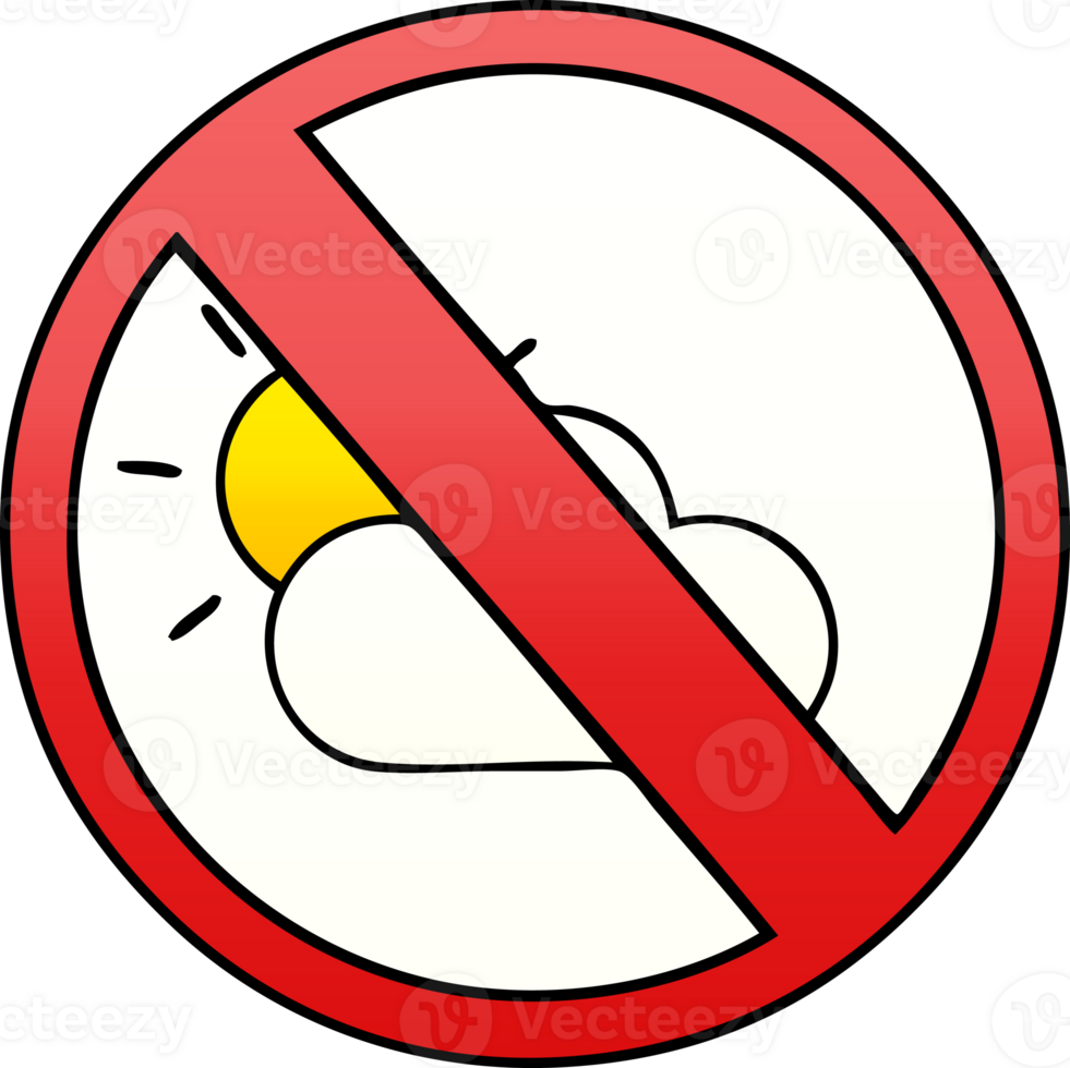 gradient shaded cartoon of a no sunny spells allowed sign png