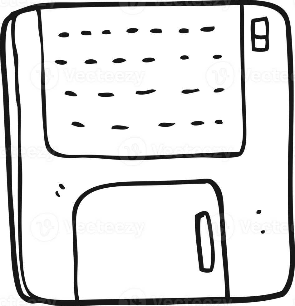 hand drawn black and white cartoon old computer disk png