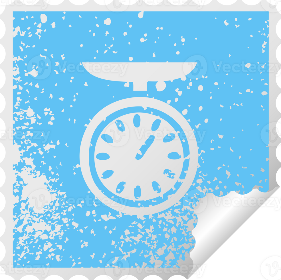 distressed square peeling sticker symbol of a weighing scale png