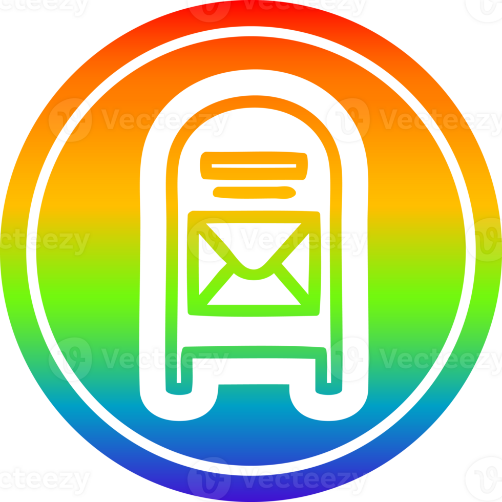 mail box circular icon with rainbow gradient finish png
