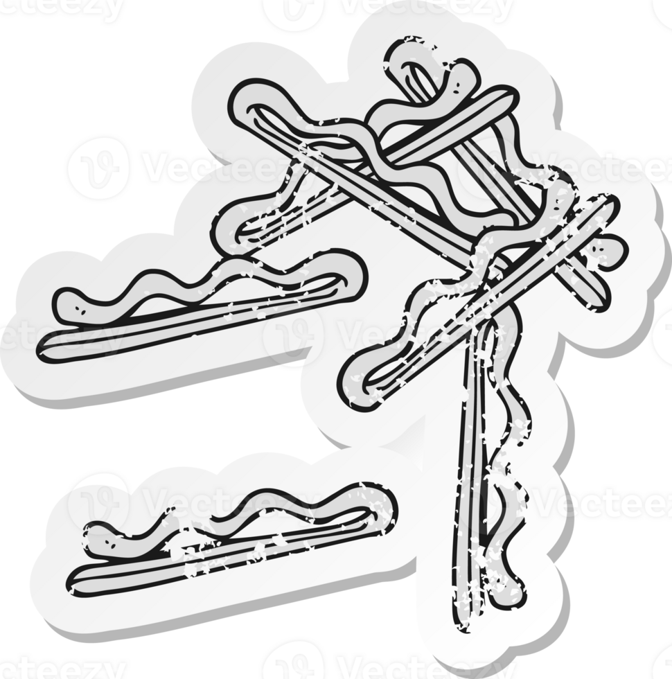 retro distressed sticker of a cartoon hair clips png