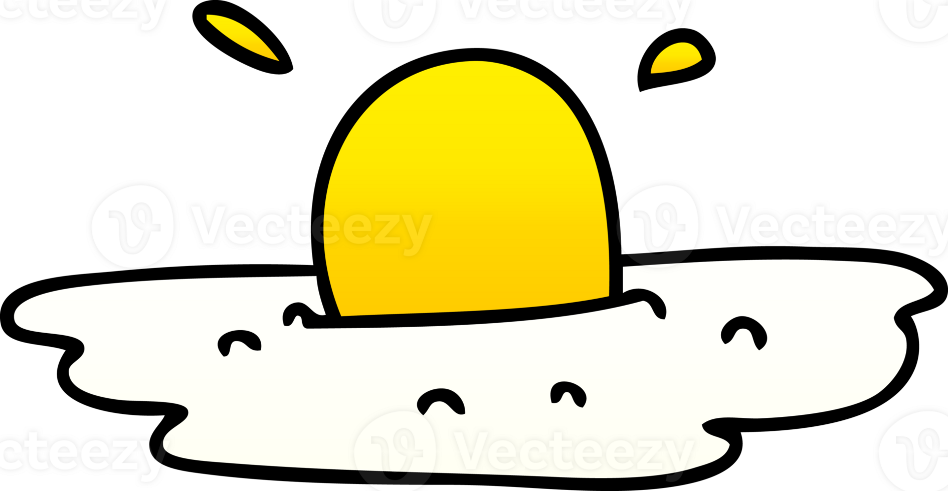 gradient shaded quirky cartoon fried egg png