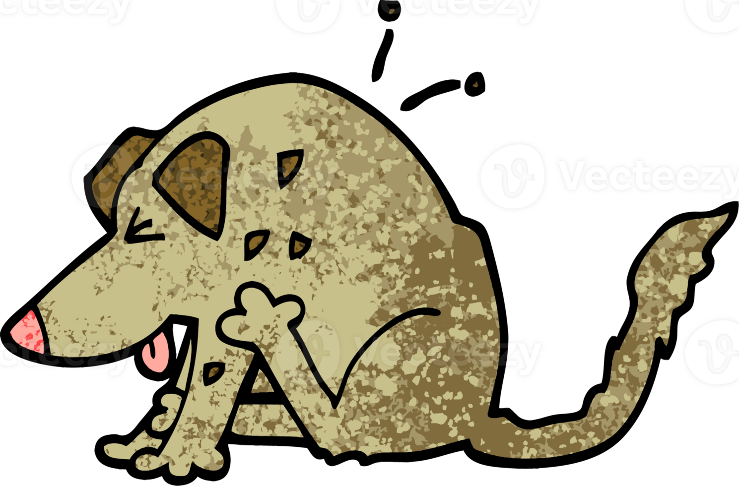 grunge textured illustration cartoon dog scratching png