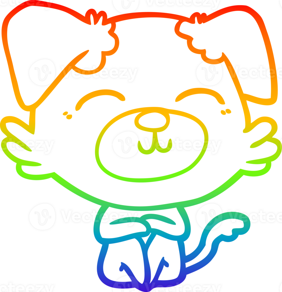 rainbow gradient line drawing of a cartoon dog png