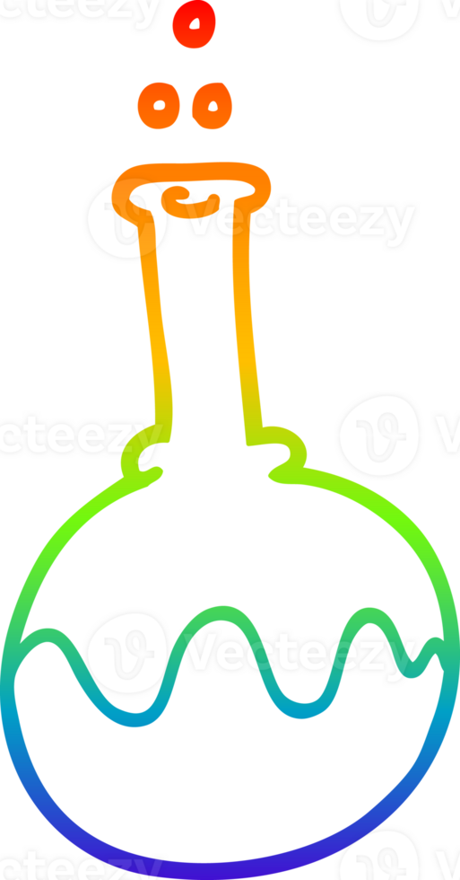 rainbow gradient line drawing of a cartoon science experiment png