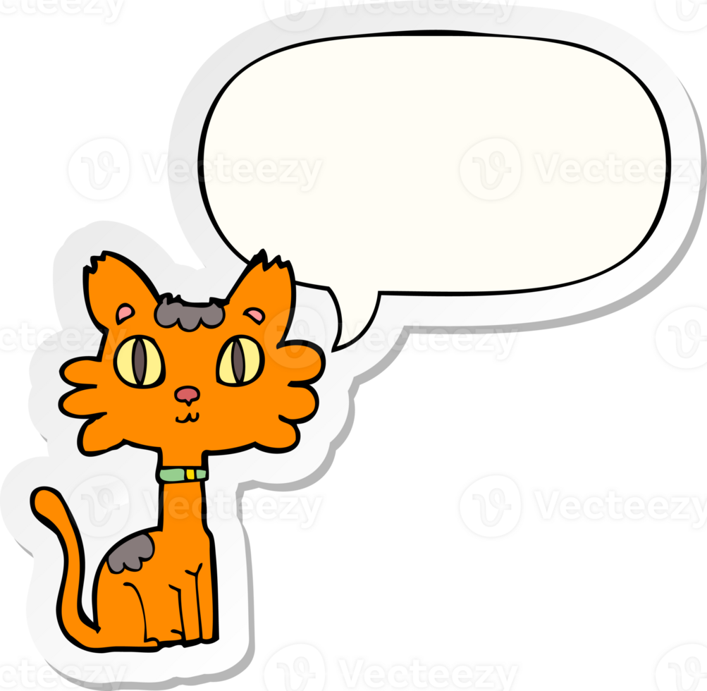 cartoon cat with speech bubble sticker png