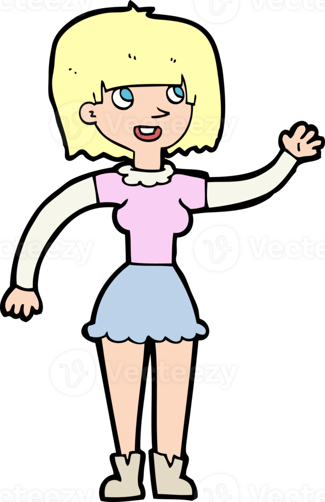 cartoon girl waving png