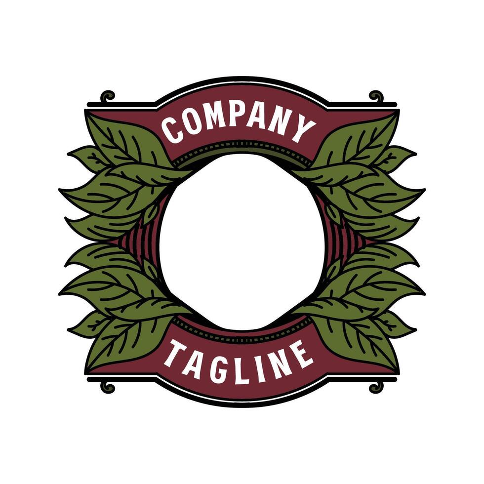 Blank Badge Emblem Label with Tobaccos Leaf ornament for Cigarettes Product Design vector