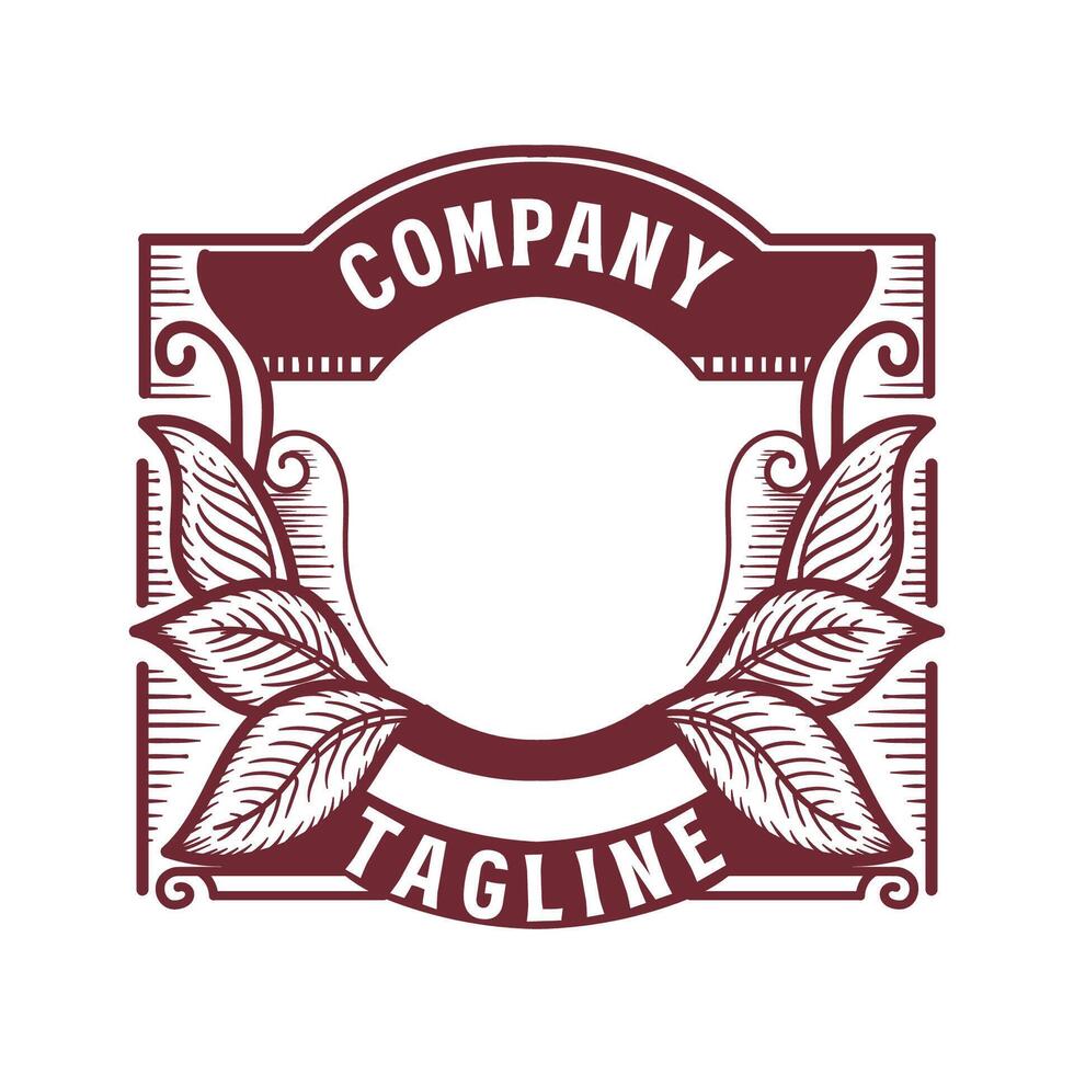Vintage Retro Blank Badge Emblem Label with Tobaccos Leaf ornament for Cigarettes Product Design vector