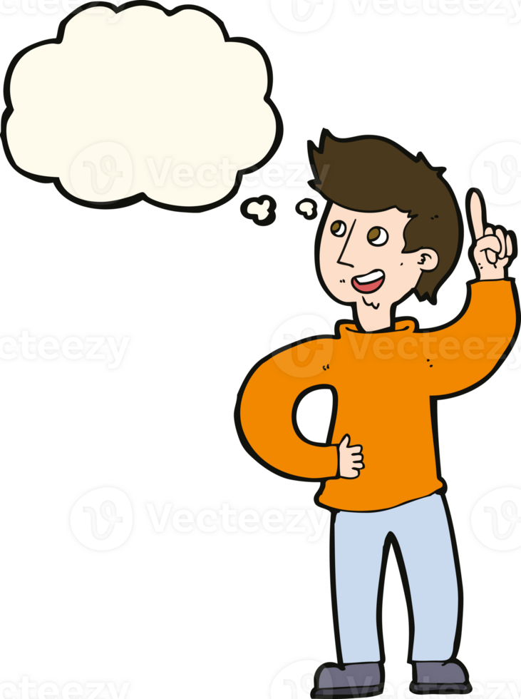 cartoon man with idea with thought bubble png