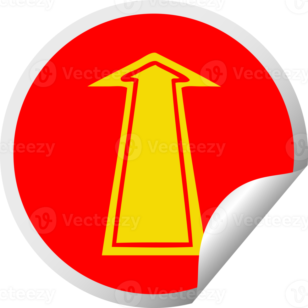 circular peeling sticker quirky cartoon arrow png