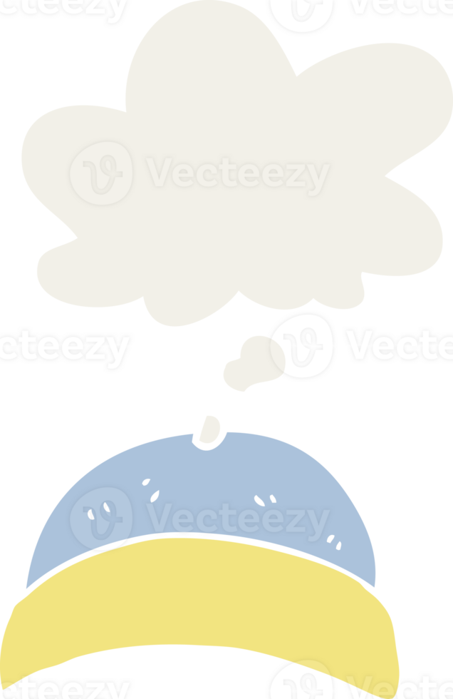 cartoon hat with thought bubble in retro style png
