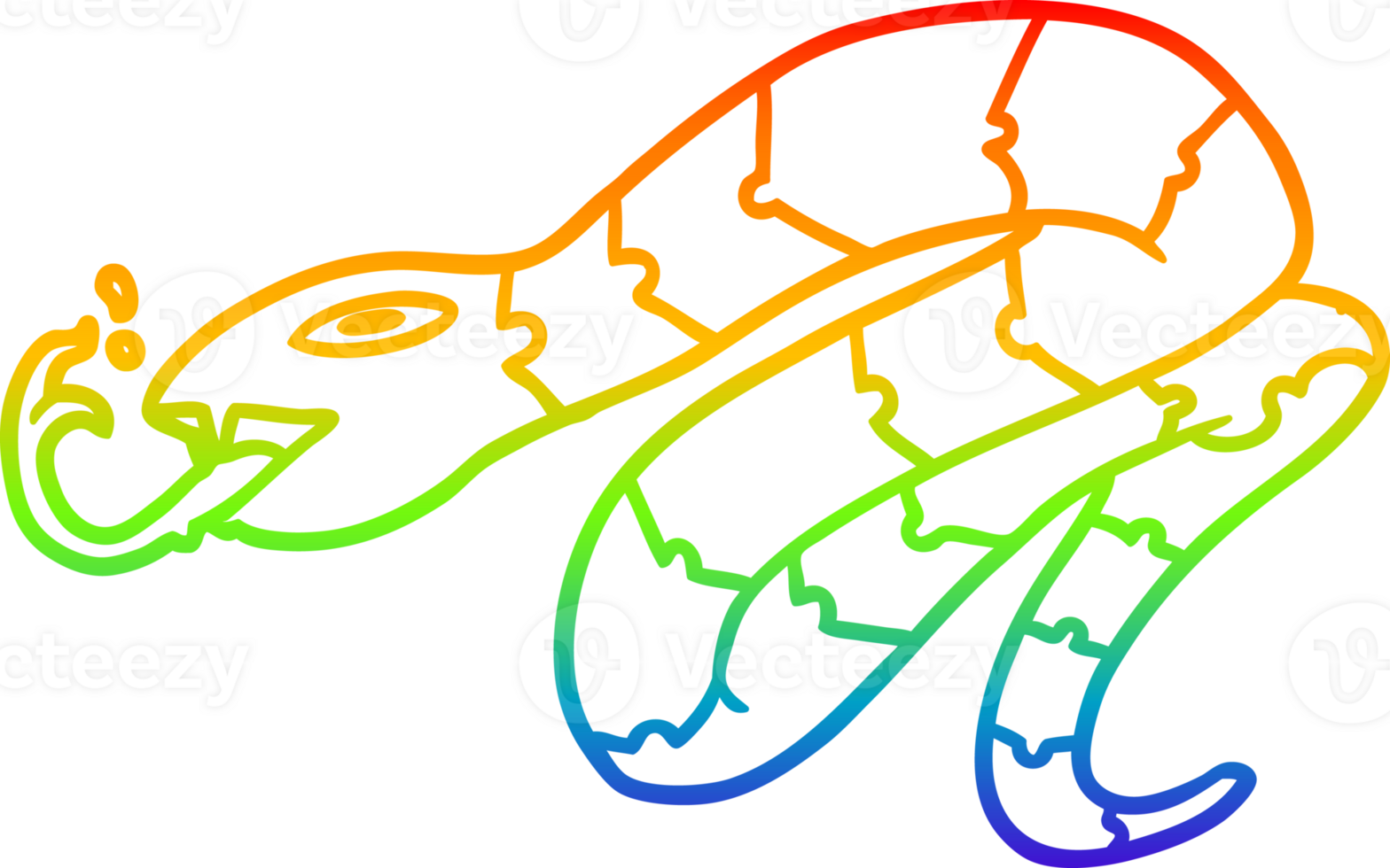 rainbow gradient line drawing of a hissing snake png