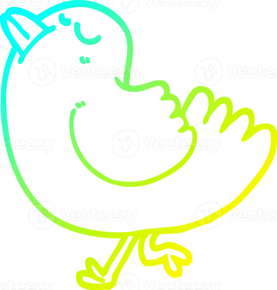 cold gradient line drawing of a cartoon arrogant bird png