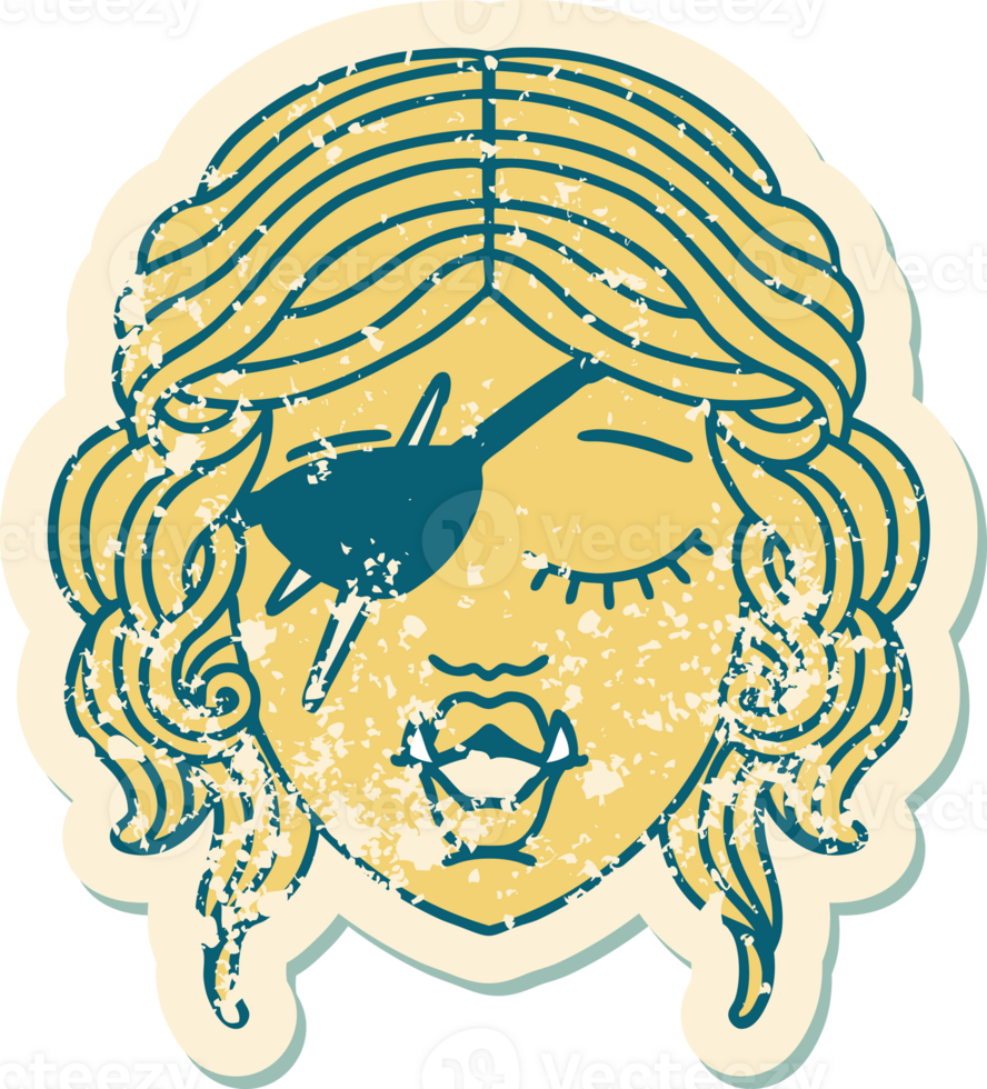 Retro Tattoo Style orc rogue character face png